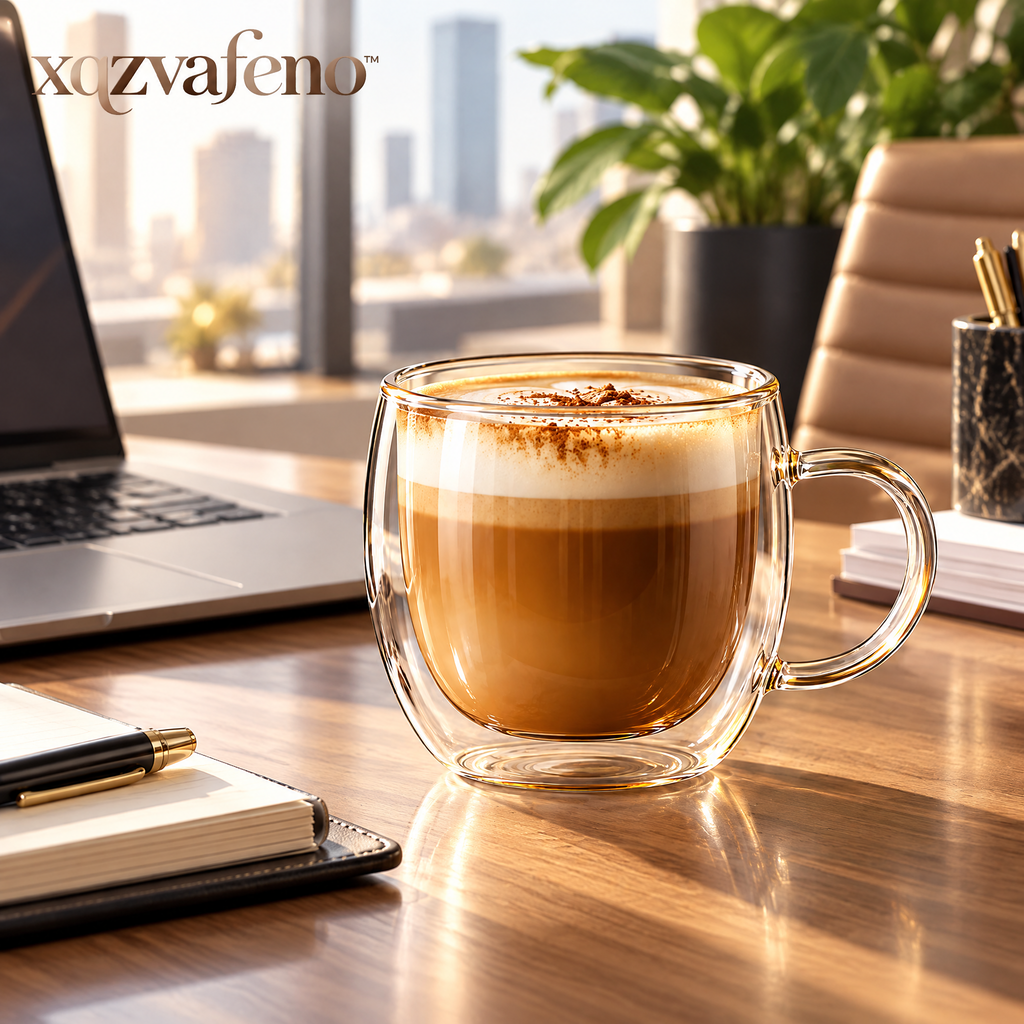 xqzvafeno™ Double Wall Glass Coffee Cup