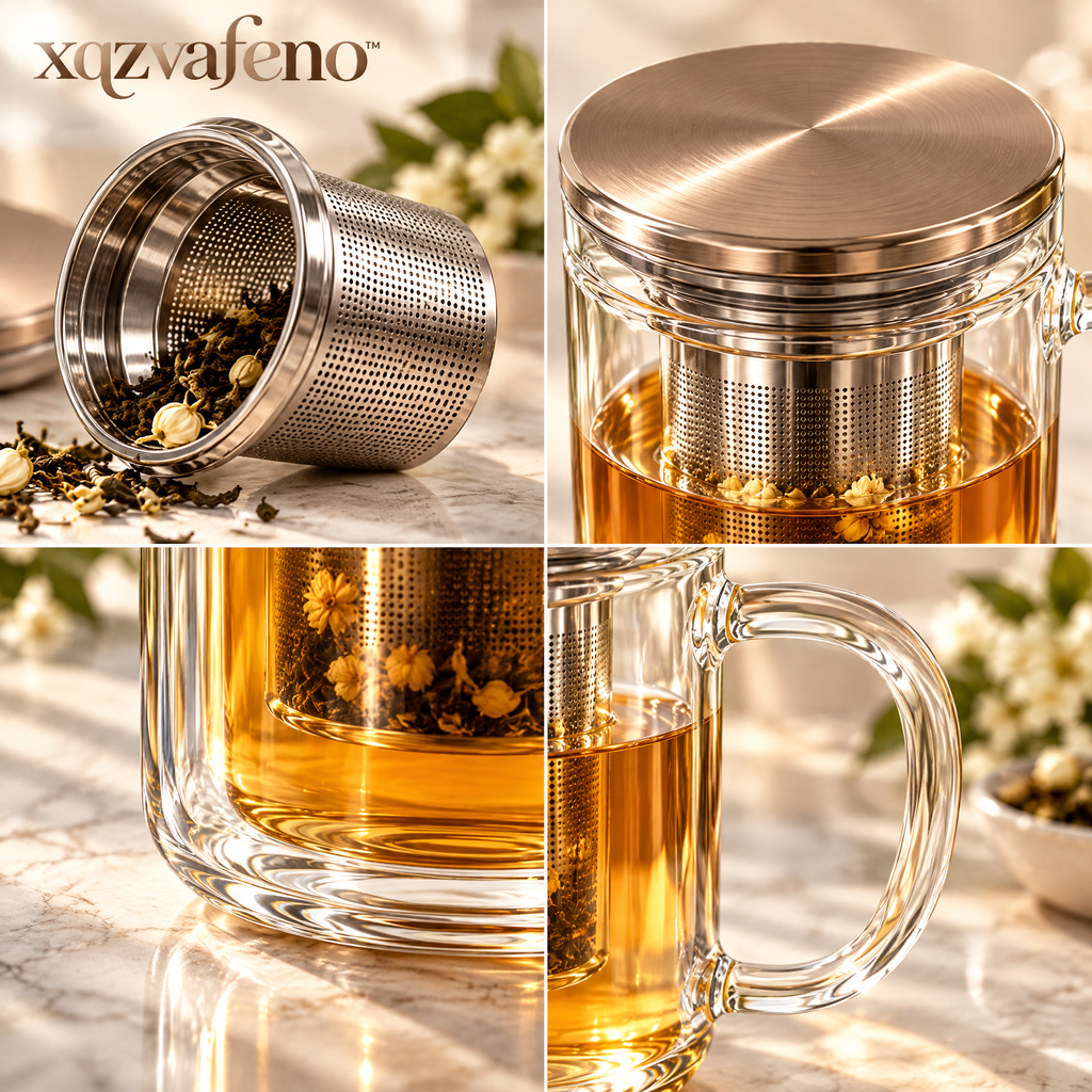 xqzvafeno™ Glass Tea Infuser Mug
