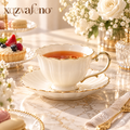 xqzvafeno™ Elegant Gold Rim Porcelain Teacup Set