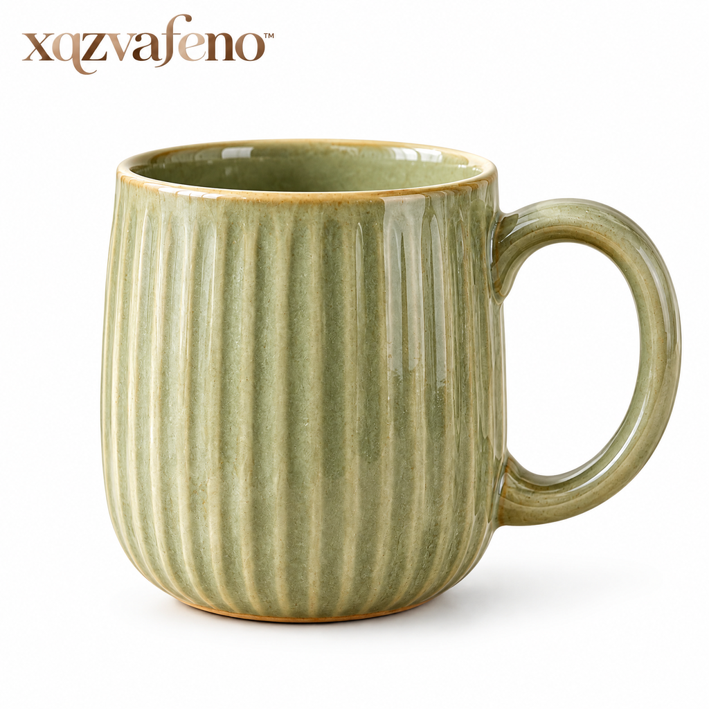 xqzvafeno™ Ribbed Ceramic Coffee Mug