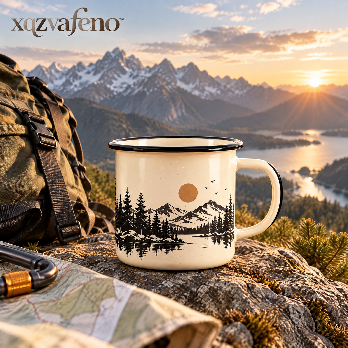 xqzvafeno™ Vintage Mountain Enamel Camping Mug