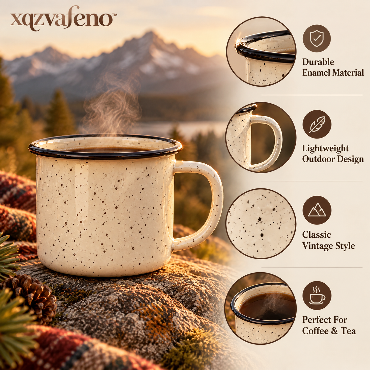 xqzvafeno™ Speckled Enamel Outdoor Coffee Mug