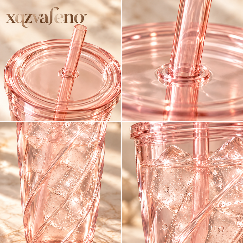 xqzvafeno™ Crystal Straw Tumbler