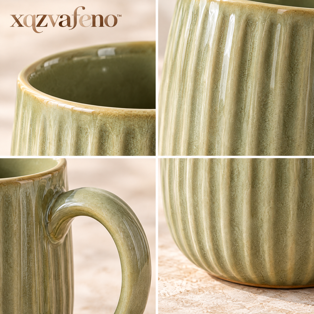 xqzvafeno™ Ribbed Ceramic Coffee Mug