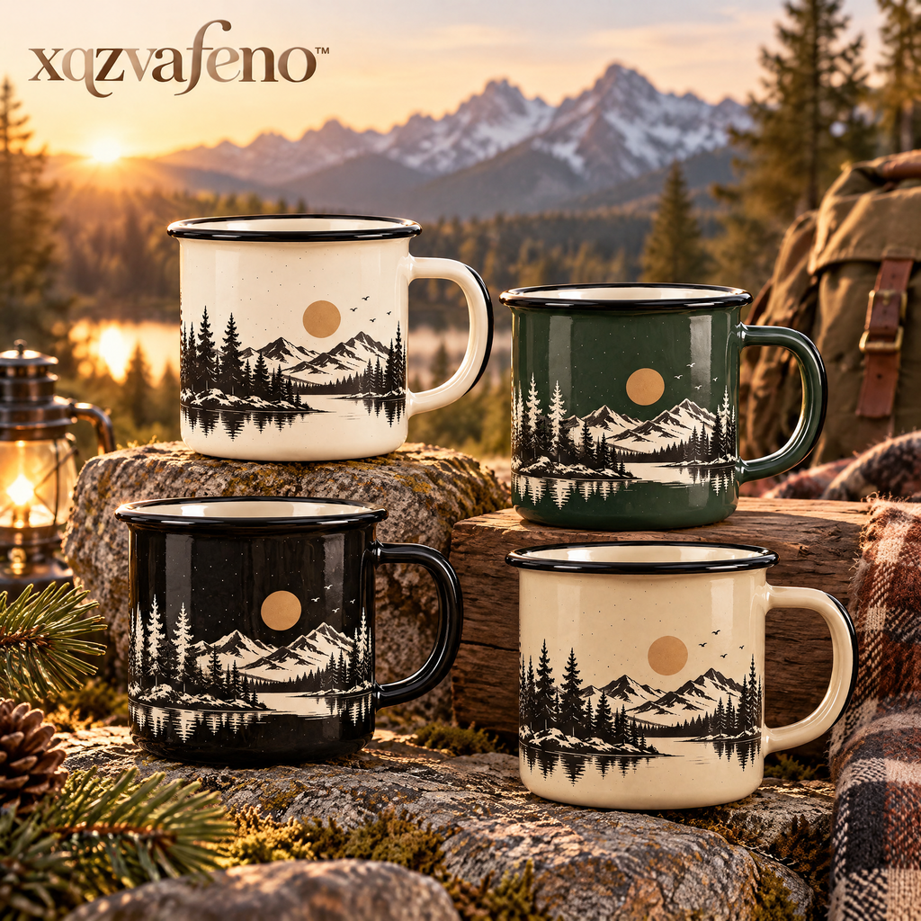 xqzvafeno™ Vintage Mountain Enamel Camping Mug