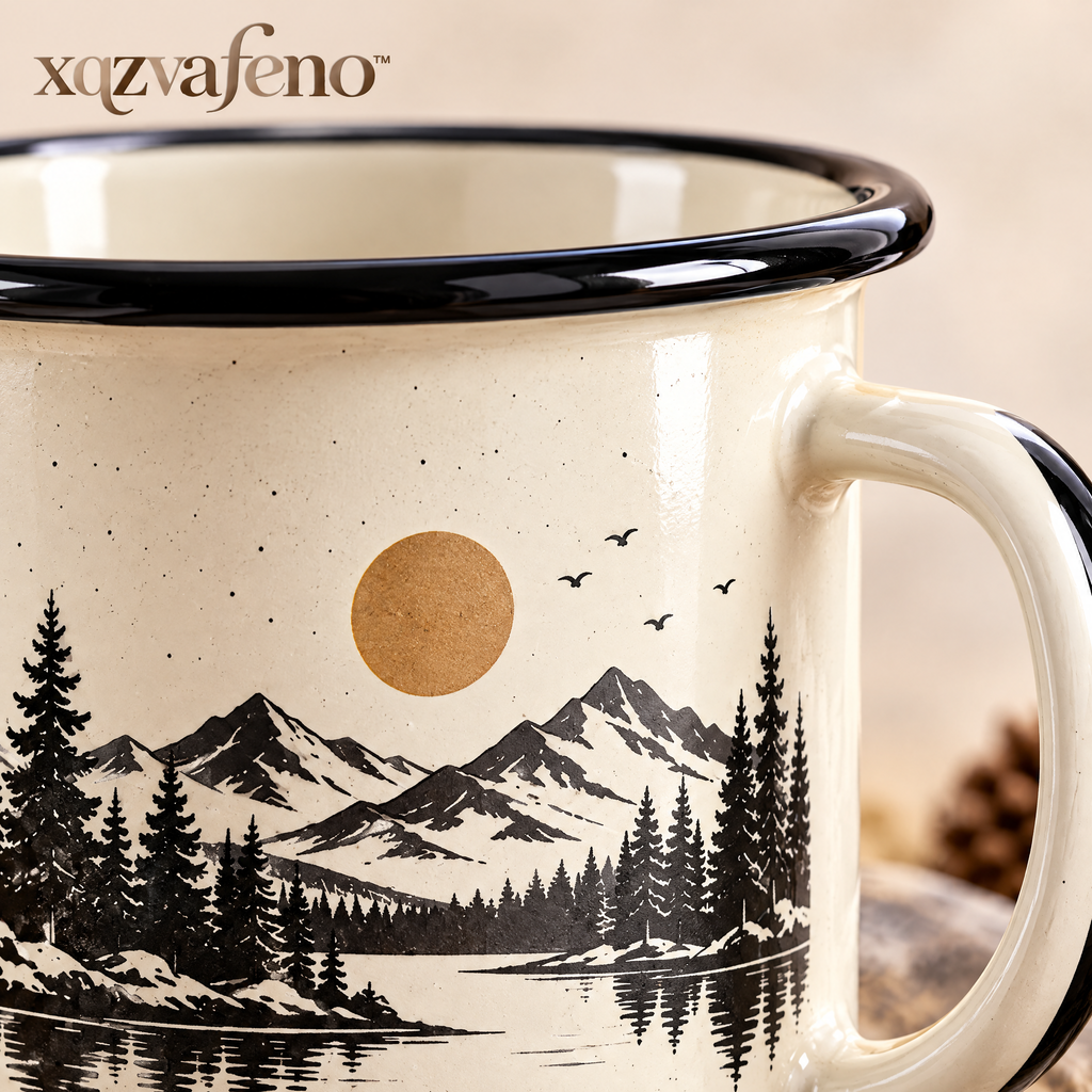 xqzvafeno™ Vintage Mountain Enamel Camping Mug