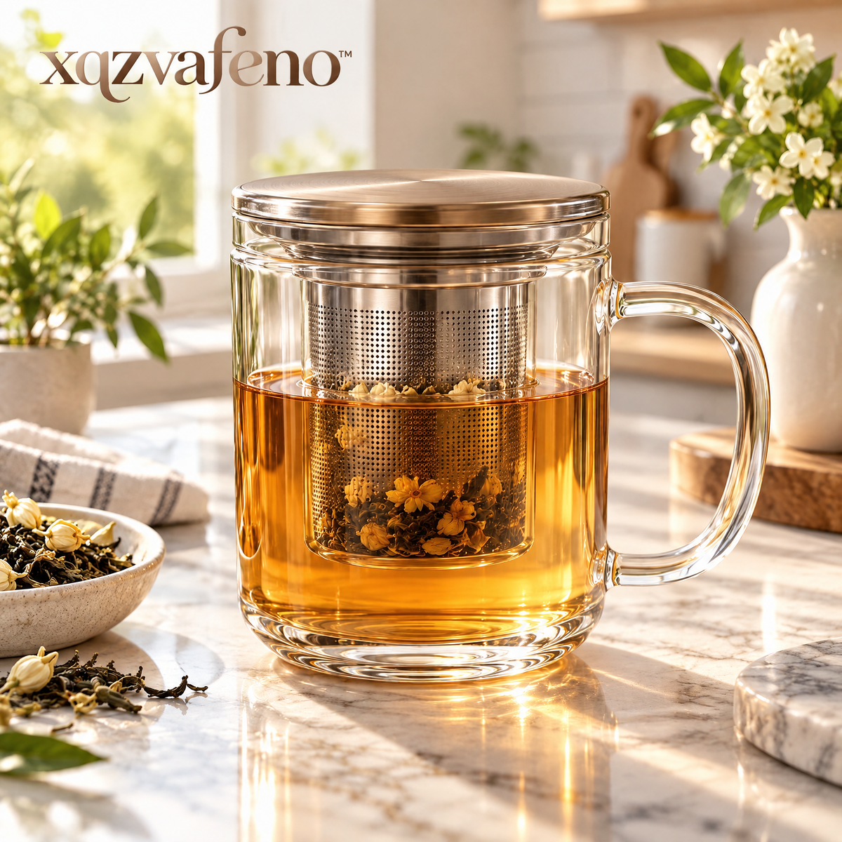 xqzvafeno™ Glass Tea Infuser Mug