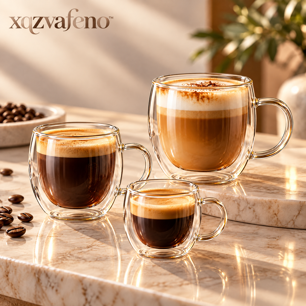xqzvafeno™ Double Wall Glass Coffee Cup