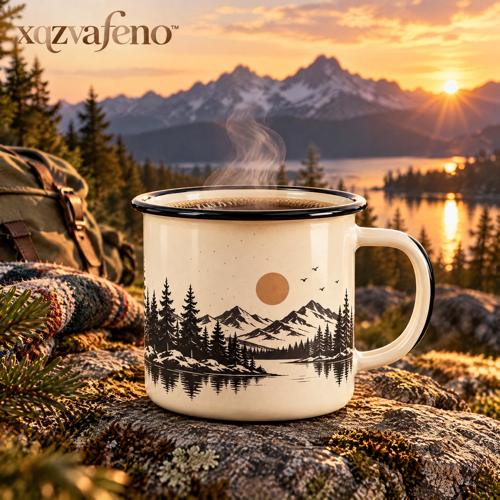 xqzvafeno™ Vintage Mountain Enamel Camping Mug