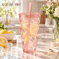 xqzvafeno™ Crystal Straw Tumbler