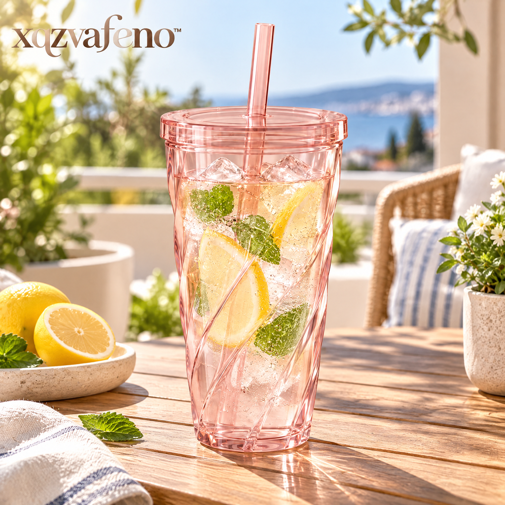 xqzvafeno™ Crystal Straw Tumbler