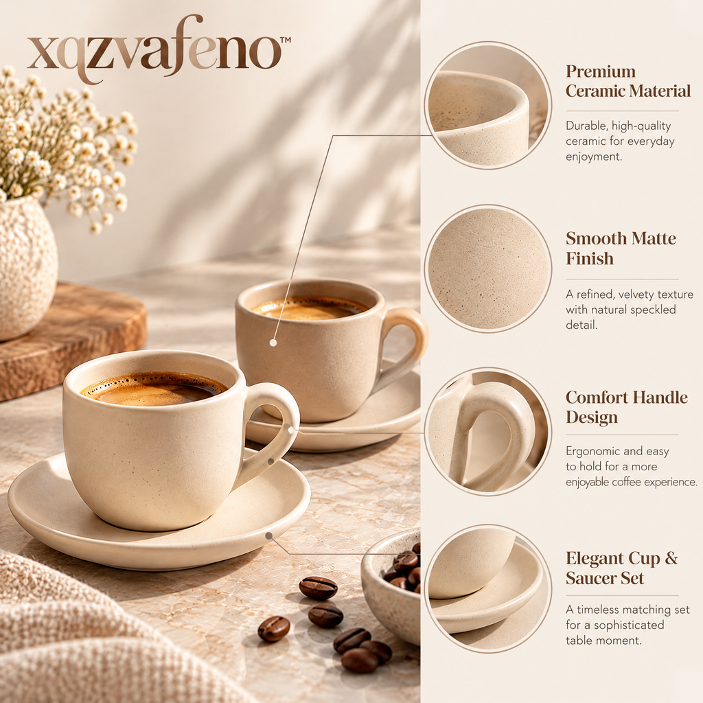 xqzvafeno™ Minimal Ceramic Espresso Cup Set